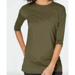 J. JILL luxe supima ballet sleeve tunic top in olive green size M